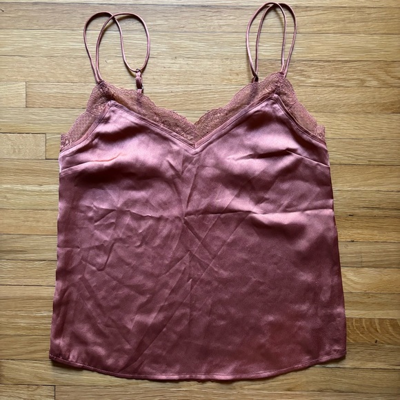 Abercrombie & Fitch Women Sleeveless Lace Trim Cami Tank Top XS y2k Sexy Satin - Picture 7 of 9